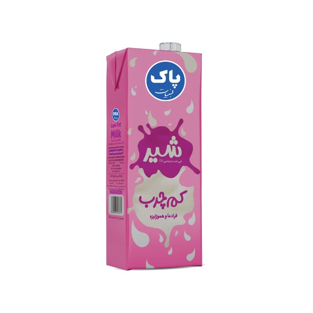 شیر استریل کم چرب پاکتی یک لیتری ، پاک پی