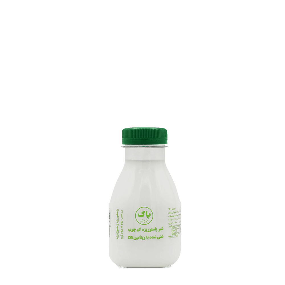 شیر پاستوریزه کم چرب بطری 250گرم ، پاک