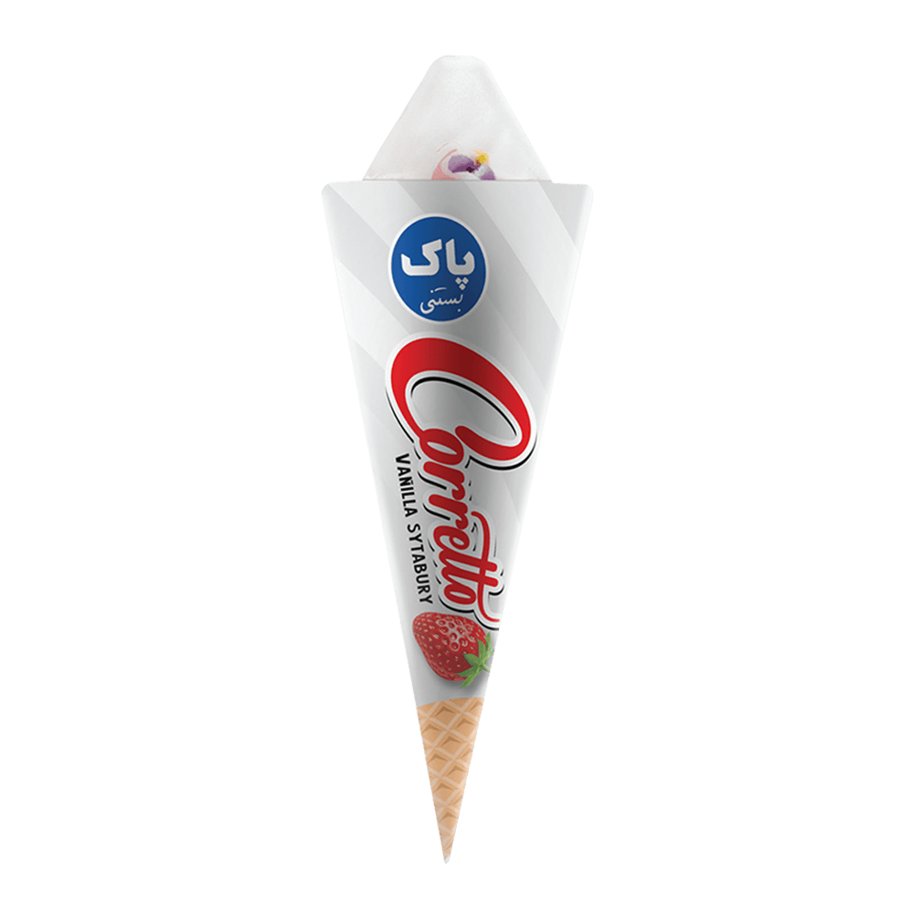 بستنی قیفی کورنتو وانیل توت فرنگی 65 گرم