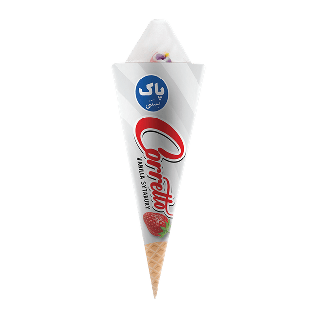 بستنی قیفی کورنتو وانیل توت فرنگی 65 گرم